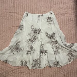 white and brown embroidered skirt